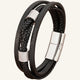 bracelet cuir multi-rangs et acier