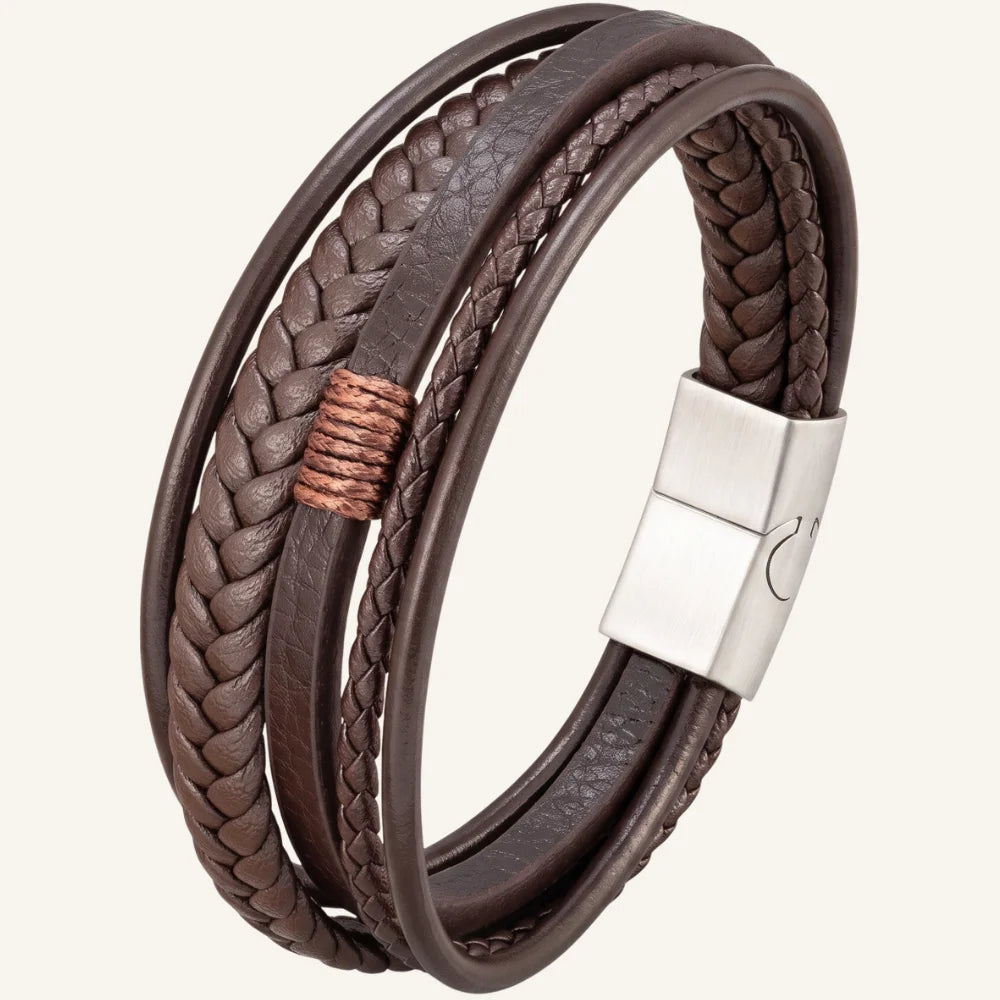 bracelet cuir multi-rangs