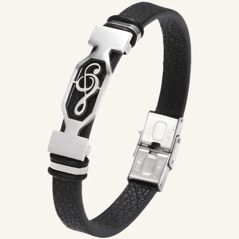 bracelet cuir note de musique