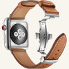 bracelet cuir original pour apple watch argenté marron