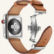 bracelet cuir original pour apple watch argenté marron