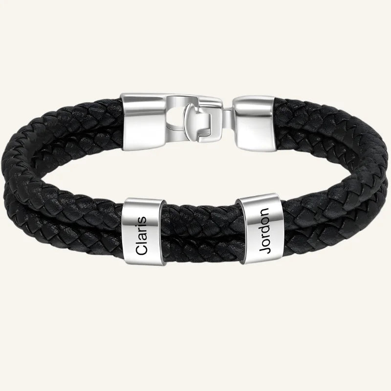 bracelet cuir personnalisé argenté 2