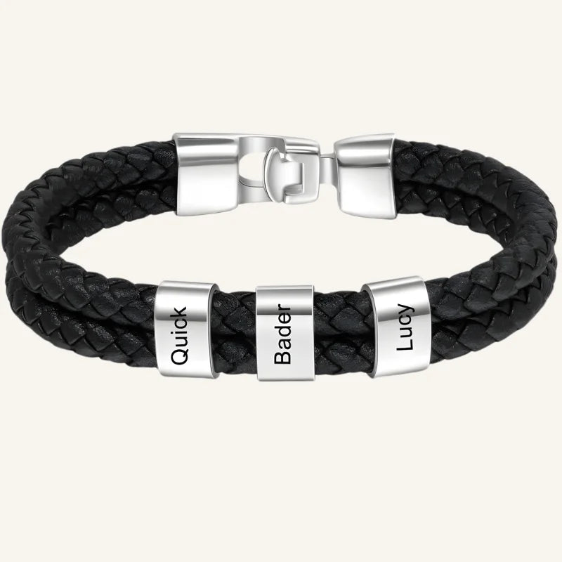 bracelet cuir personnalisé argenté 3