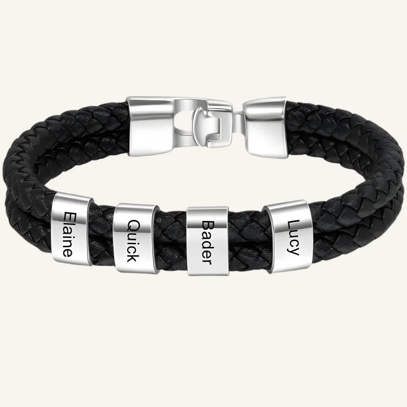 bracelet cuir personnalisé argenté 4