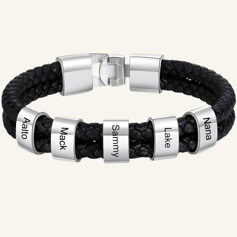 bracelet cuir personnalisé argenté 5