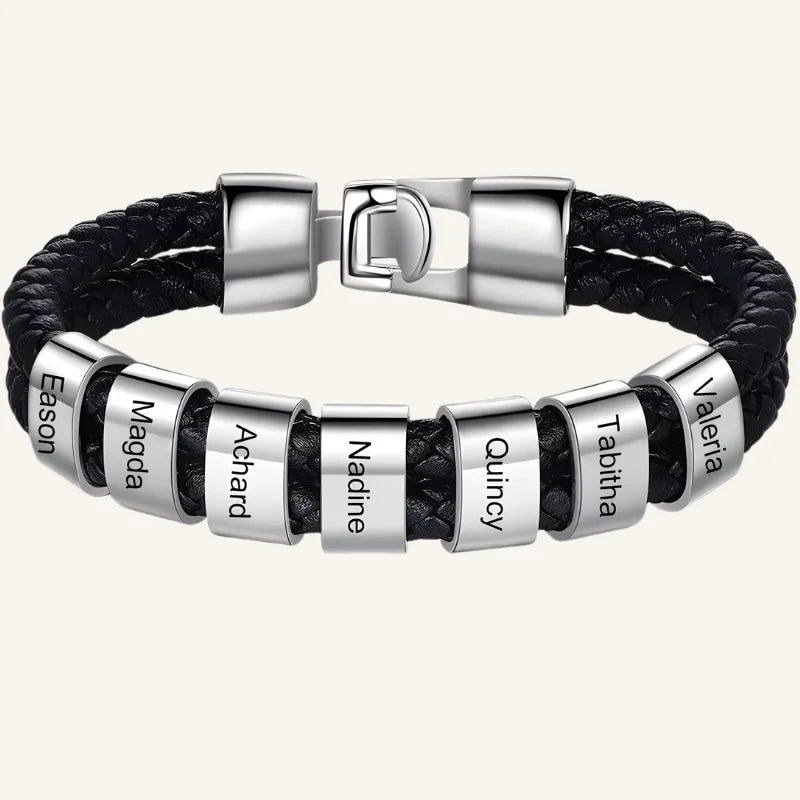 bracelet cuir personnalisé argenté 7