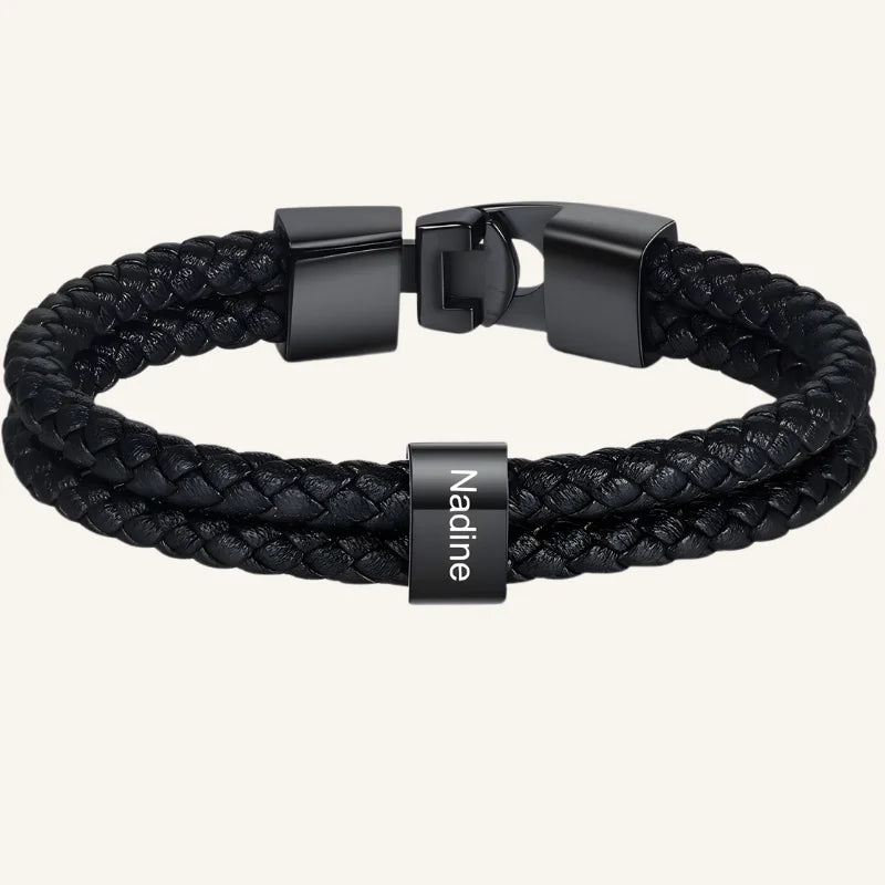 bracelet cuir personnalisé noir 1