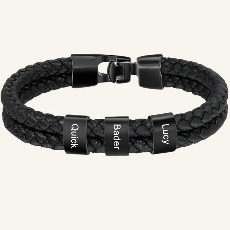 bracelet cuir personnalisé noir 3