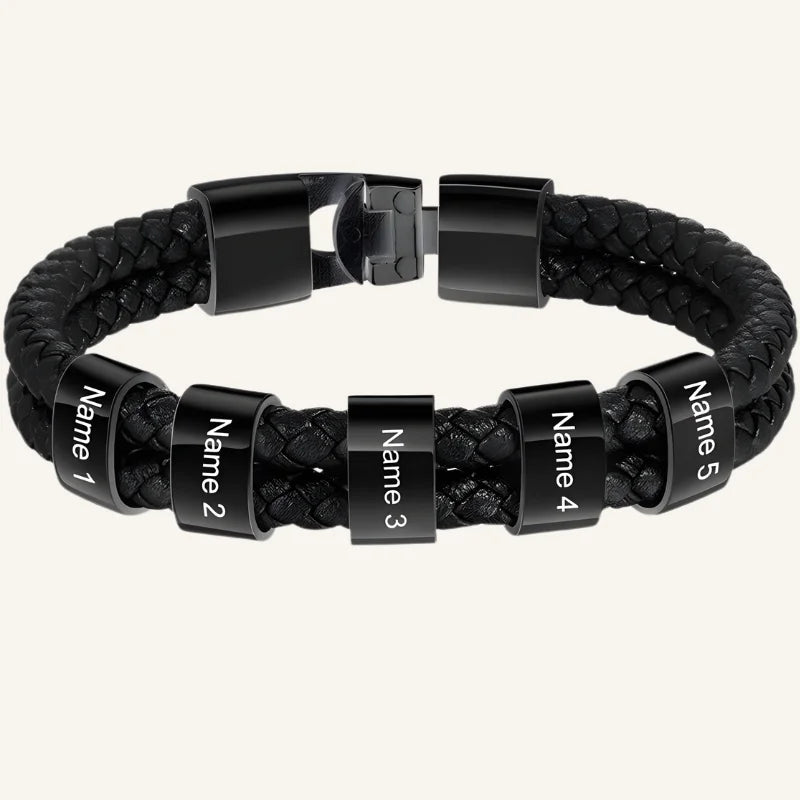bracelet cuir personnalisé noir 5