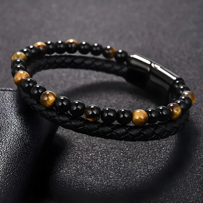 produit bracelet cuir pierre naturelle Image