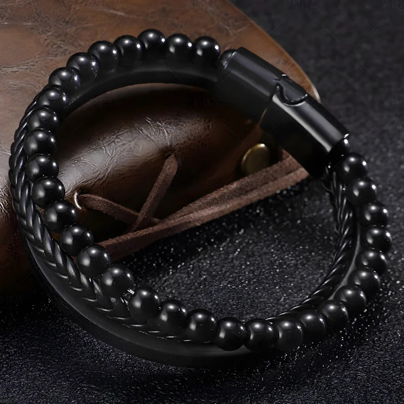 bracelet cuir pierre