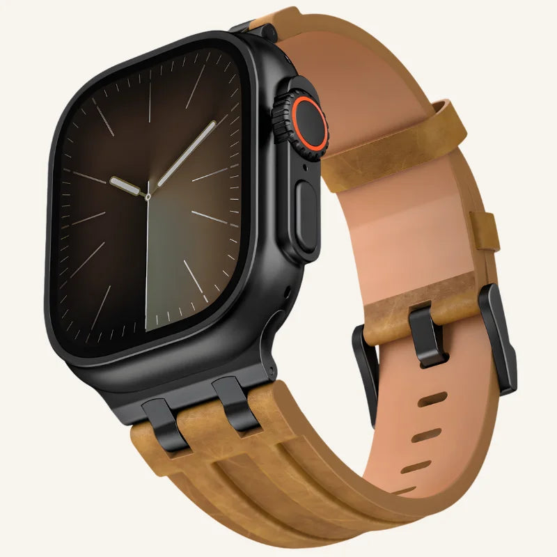 bracelet cuir pleine fleur pour Apple Watch marron clair