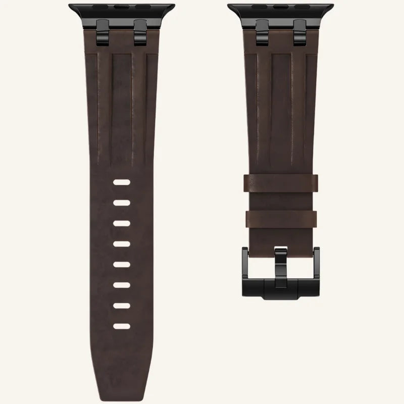 bracelet cuir pleine fleur pour Apple Watch marron foncé