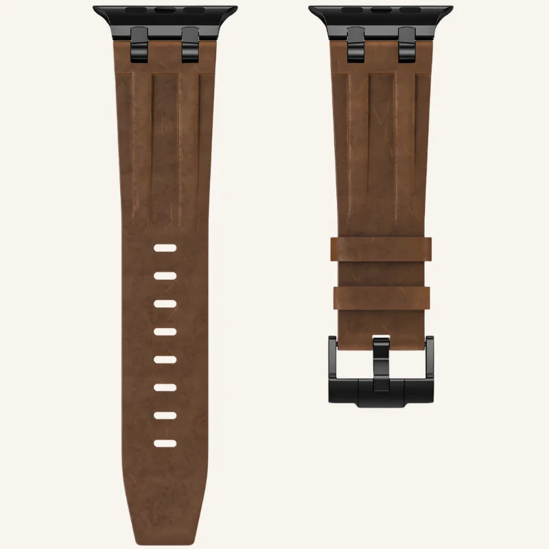 bracelet cuir pleine fleur pour Apple Watch marron