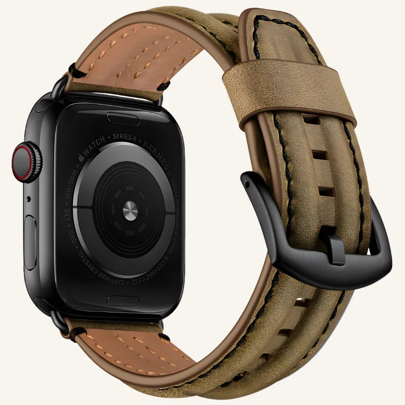 bracelet cuir pour Apple Watch relief brun