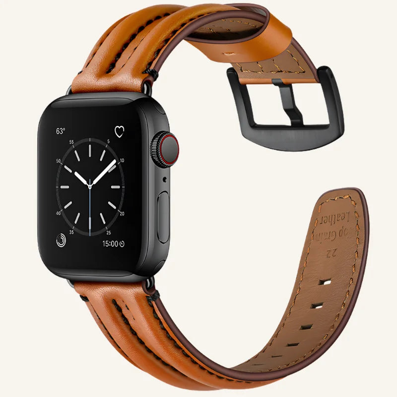 bracelet cuir pour Apple Watch relief ouverture