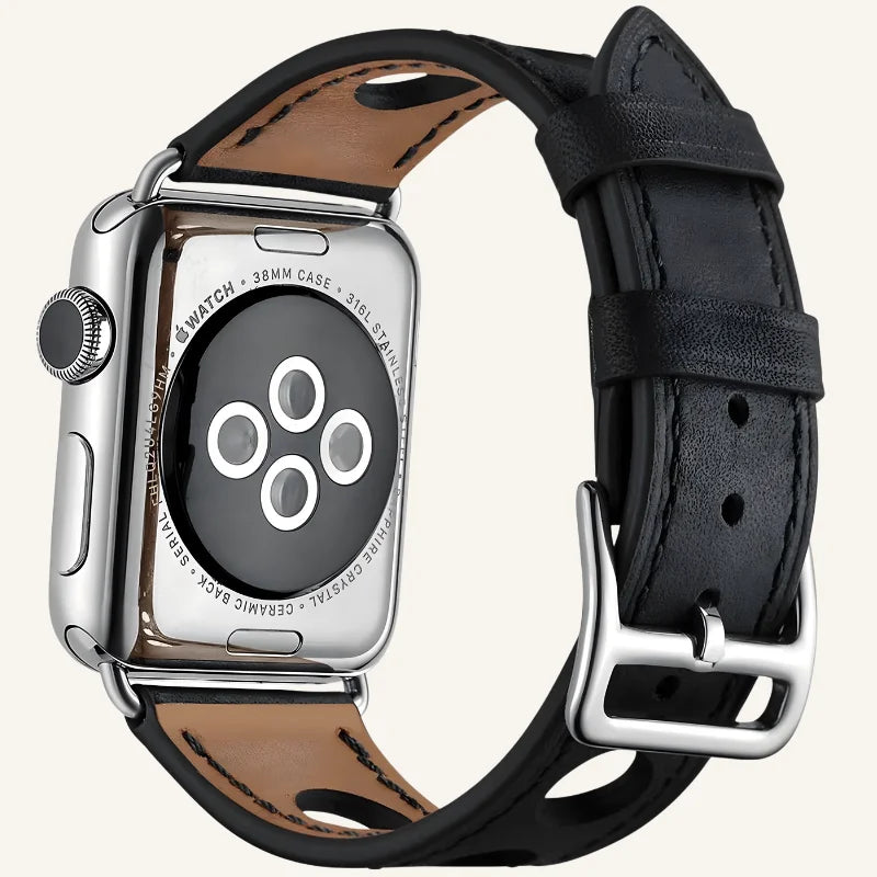 bracelet cuir pour Apple Watch respirant boucle