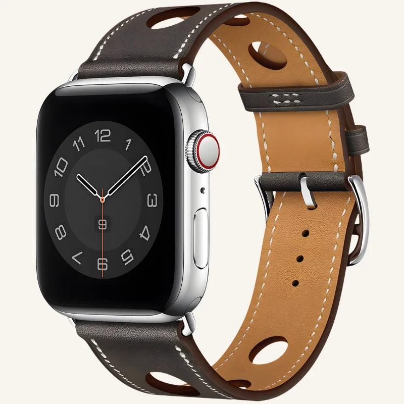 bracelet cuir pour Apple Watch respirant marron foncé