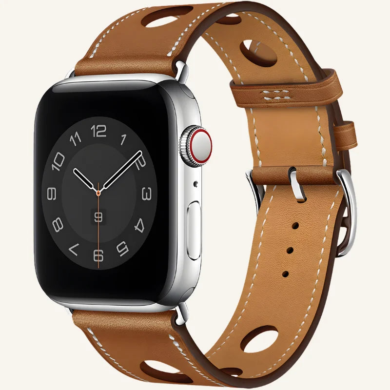 bracelet cuir pour Apple Watch respirant marron