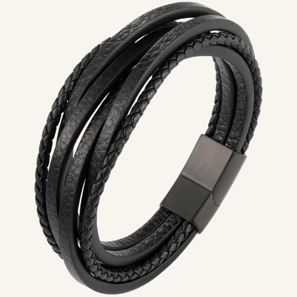 bracelet cuir pour homme multi-rangs