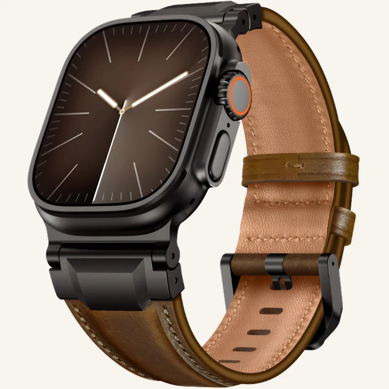 bracelet cuir relief pour apple watch marron