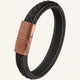 bracelet cuir surpiqué et acier brossé