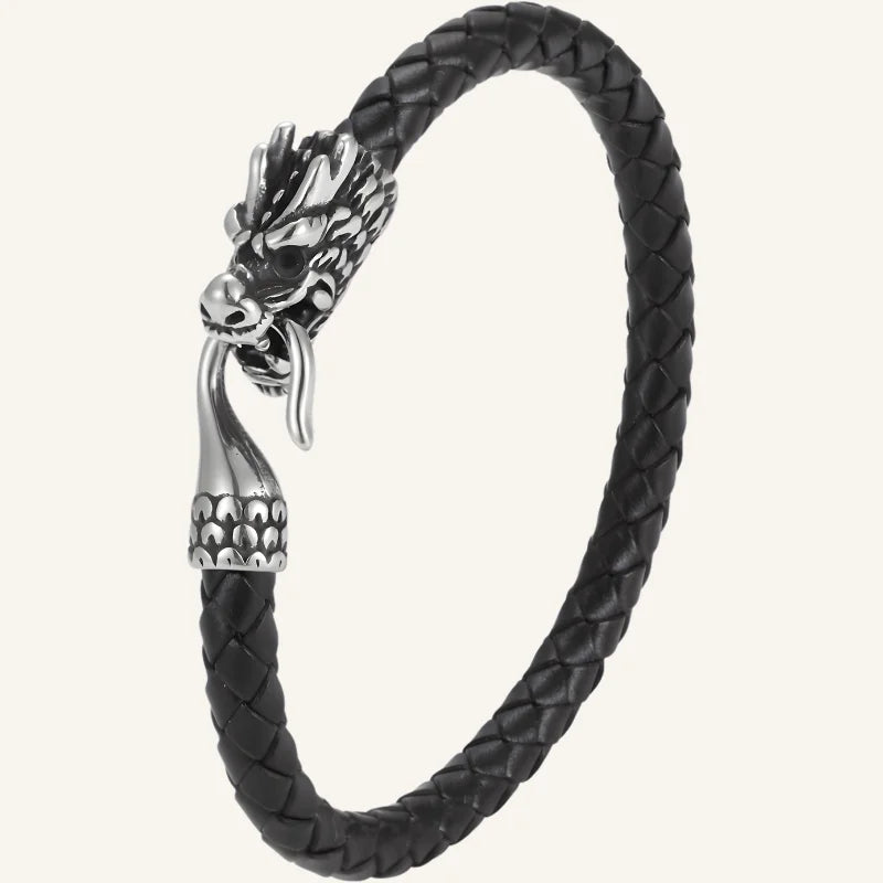 bracelet cuir tête de dragon