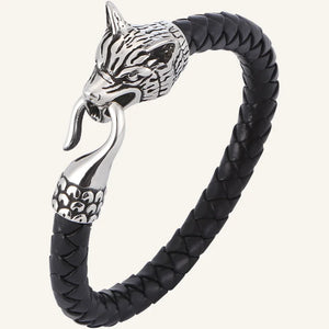 bracelet cuir tête de loup
