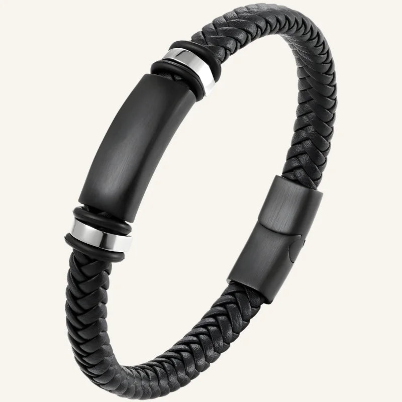 bracelet cuir tressé acier