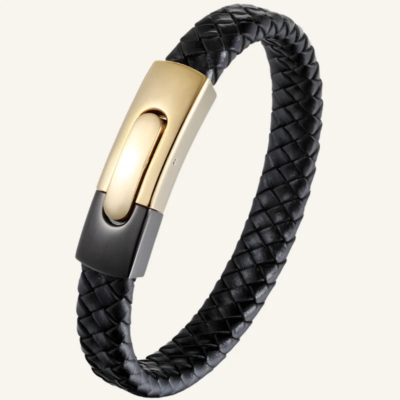 bracelet cuir tressé acier