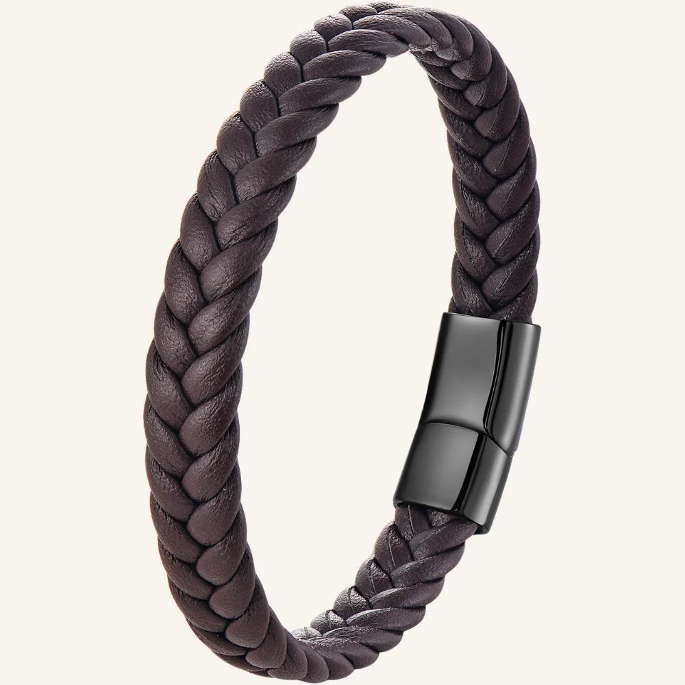 bracelet cuir tressé double épaisseur