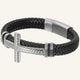 bracelet cuir tressé et acier croix