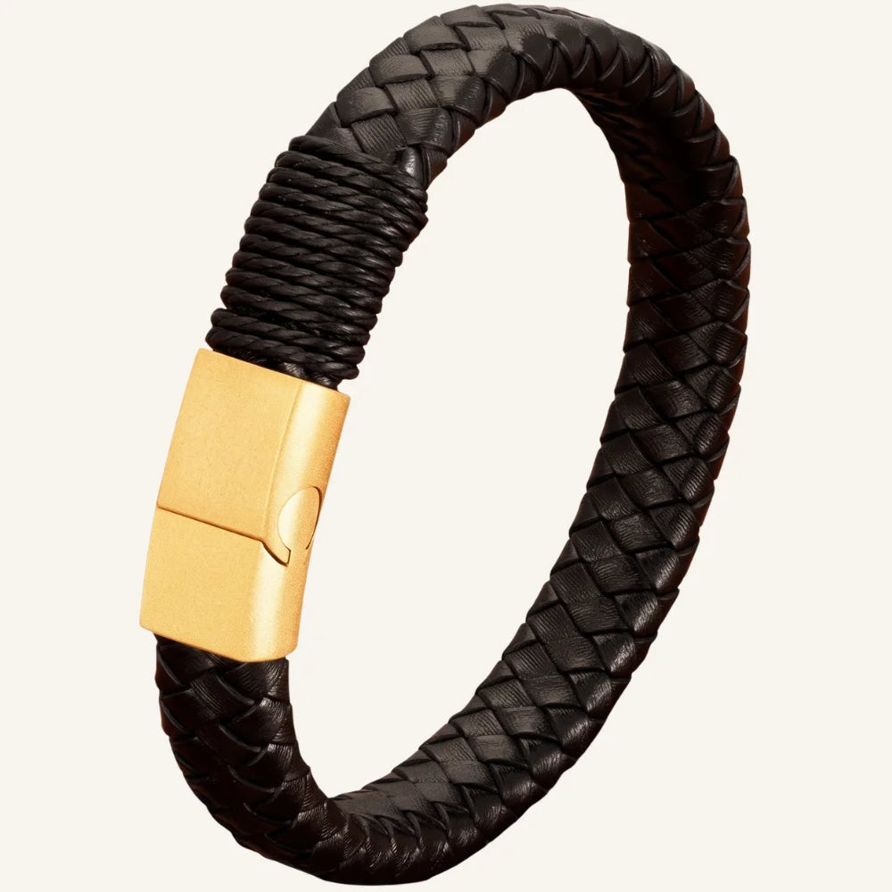 bracelet cuir tressé et enroulé