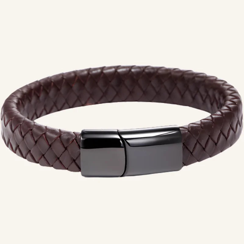 bracelet cuir tressé homme marron noir