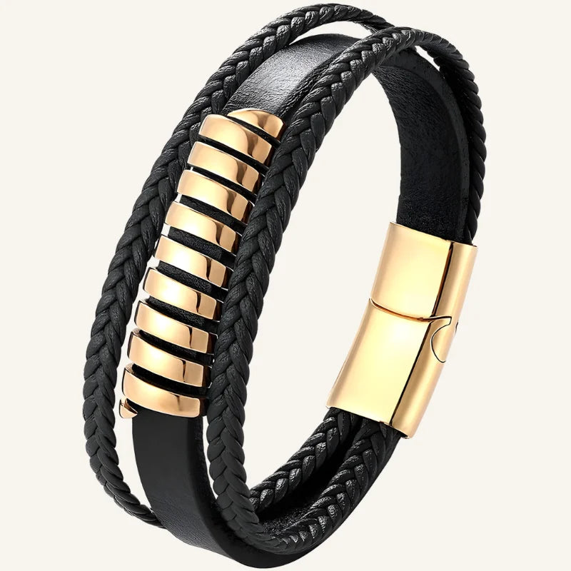 bracelet cuir triple acier