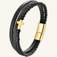 bracelet cuir triple croix pierres d’agate