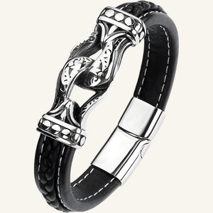 bracelet cuir viking acier