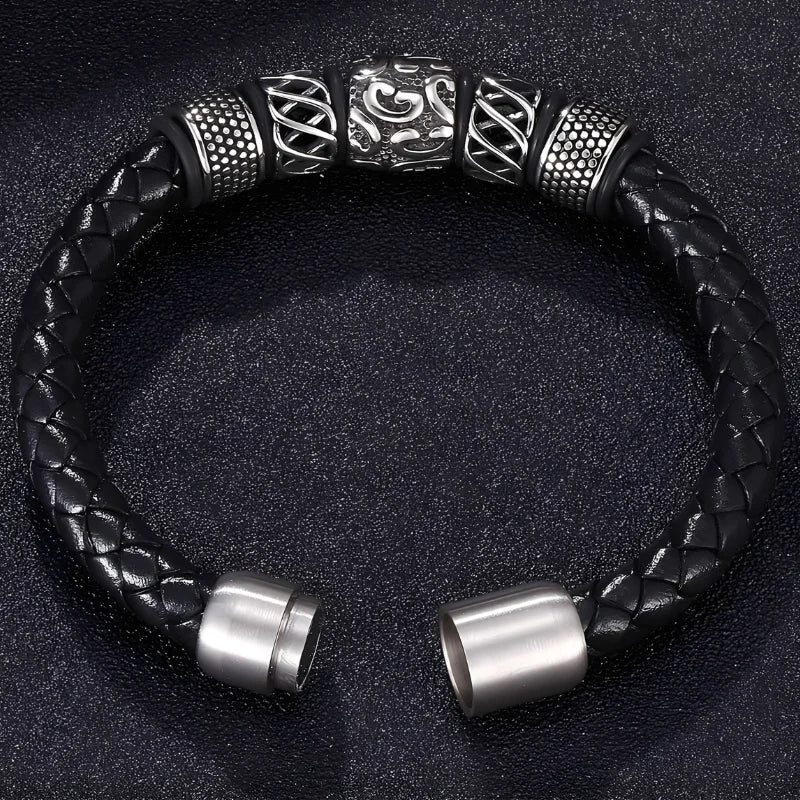 bracelet cuir viking homme fermoir