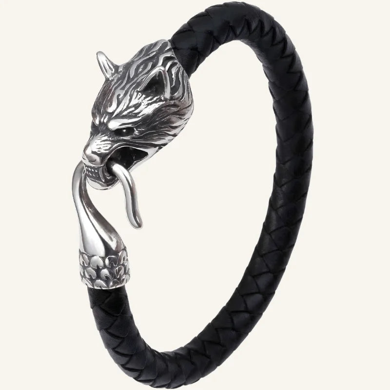 bracelet cuir viking loup