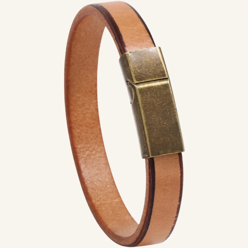 bracelet cuir vintage et acier
