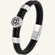 bracelet double en cuir tressé et boussole