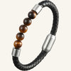 bracelet en cuir et pierres œil de tigre