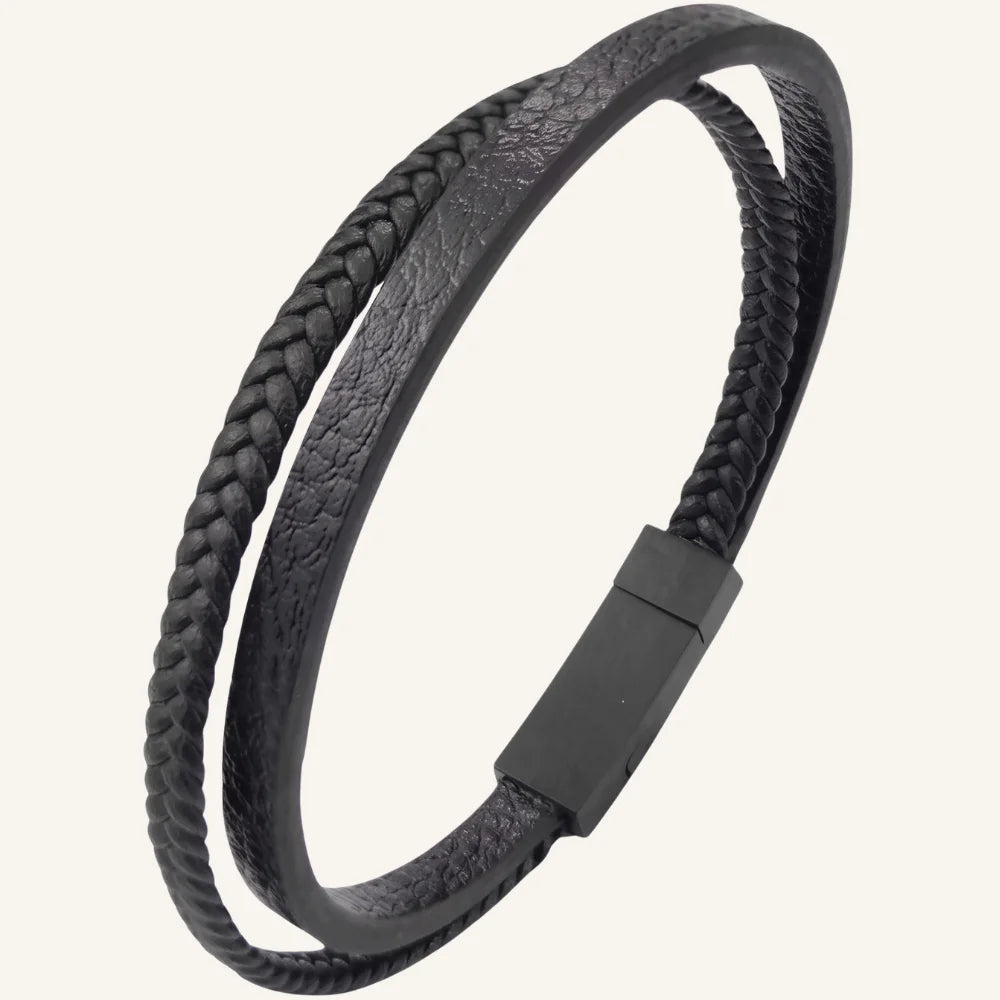 bracelet en cuir fin double