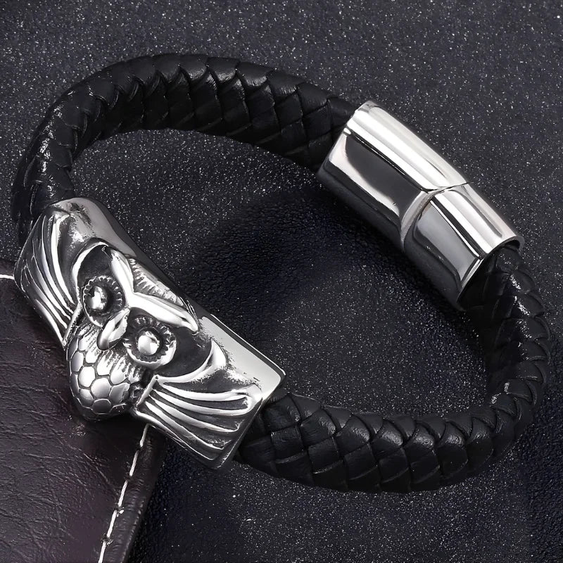 bracelet en cuir hibou