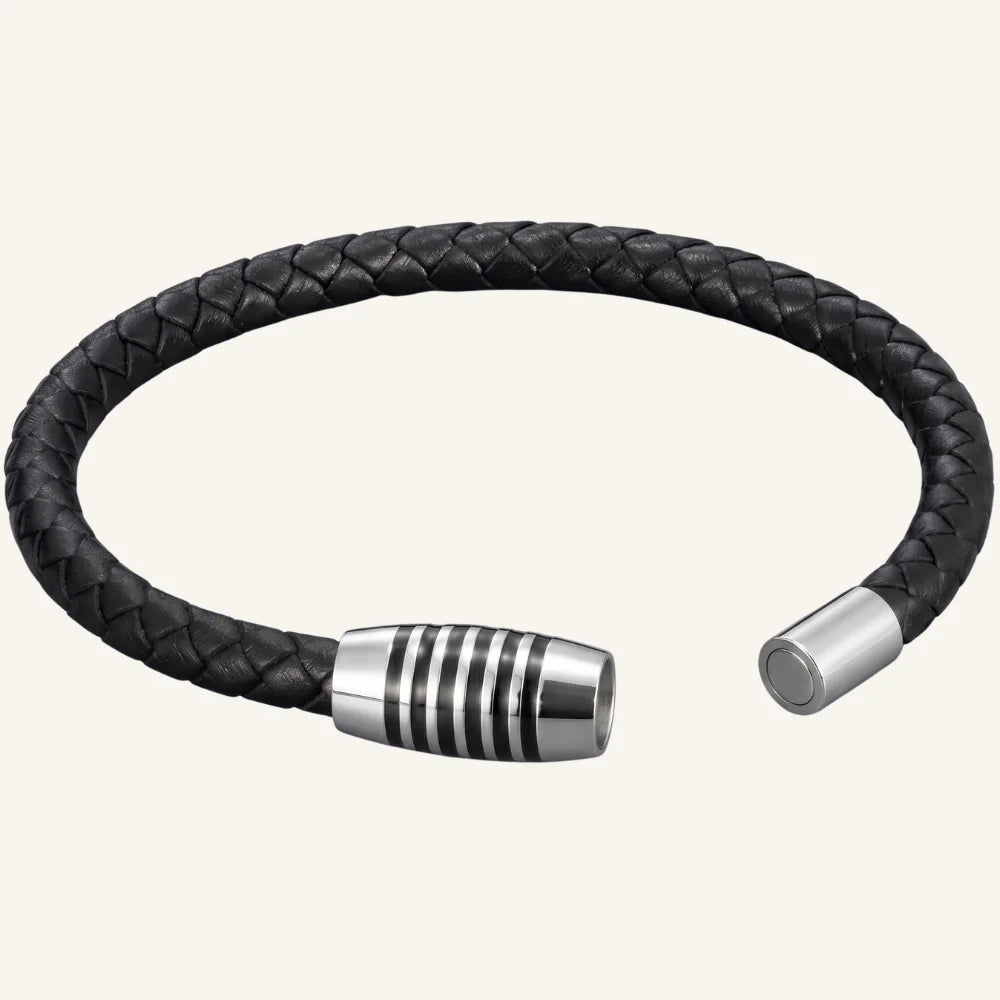 bracelet en cuir homme acier ouvert