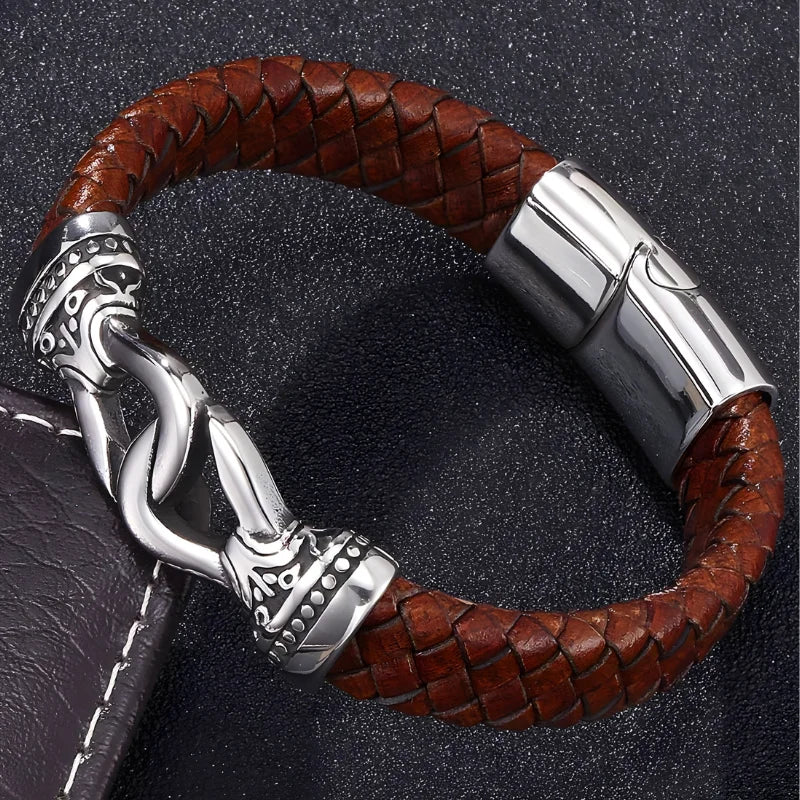 bracelet en cuir marron viking