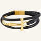 bracelet en cuir multi-rangs et acier croix ansée