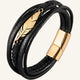 bracelet en cuir multi-rangs plume