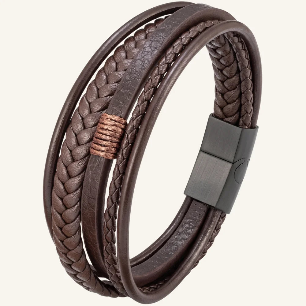 bracelet en cuir multi-rangs
