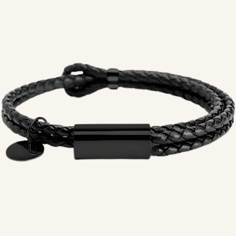 bracelet en cuir personnalisé noir